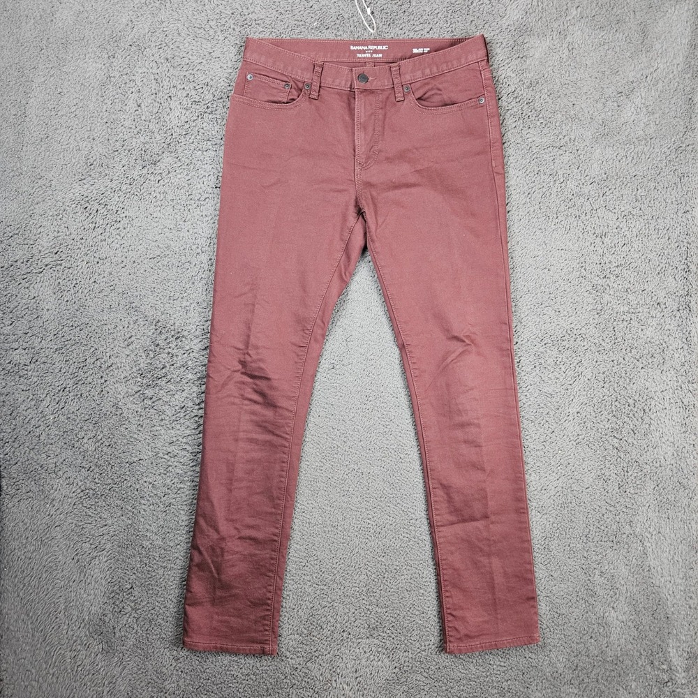 Banana Republic Travel‎ Jean Mens 30x32 Slim Fit Burgundy Maroon Cotton Pants